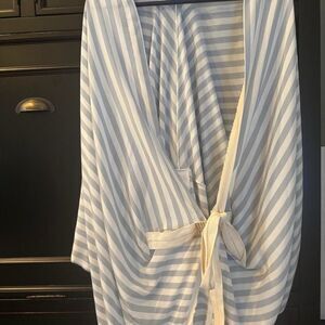Wolcott Robes 100% Silk Striped Wrap Robe - One Size